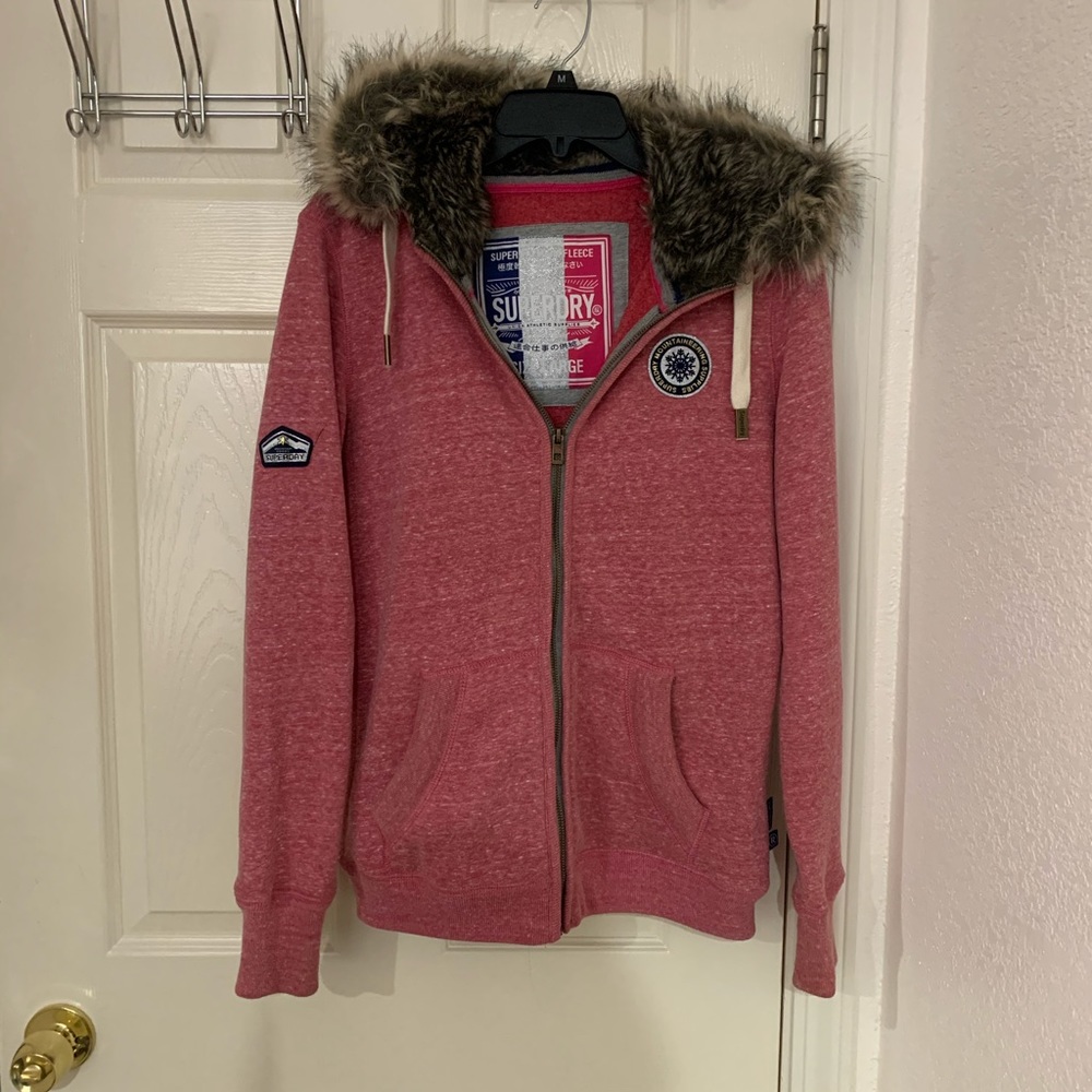 SUPERDRY zip up hoodie with Fur